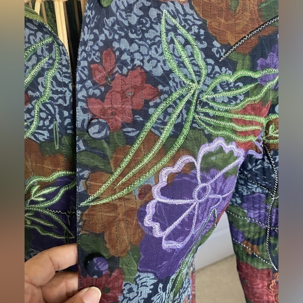 Rare reversible quilted embroidered jacket size M fall colors elegance/classic - Picture 8 of 12